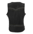 Milwaukee Leather MLL4526 Women's Distress Grey Leather Motorcycle Rider Vest- Stretch Side Panel W/ Lacing Detail