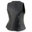 Milwaukee Leather MLL4530 Women's Open Neck Front Zipper Black Leather Vest