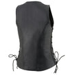 Milwaukee Leather Women's Black Leather V-Neck Motorcycle Rider Vest with Side Lace MLL4531