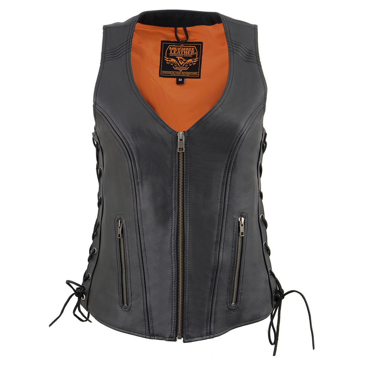 Milwaukee Leather Women's Black Leather V-Neck Motorcycle Rider