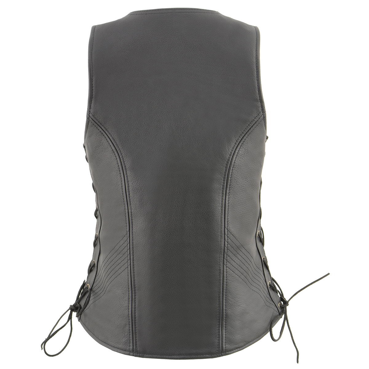 Milwaukee Leather MLL4532 Women's Black Cool-Tec Leather Open Neck Motorcycle Rider Vest w/ Side Lace