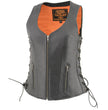 Milwaukee Leather MLL4532 Women's Side Laced Premium Black Leather Motorcycle Rider Vest w/ Cool-Tec Leather Treatement