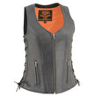 Milwaukee Leather MLL4532 Women's Side Laced Premium Black Leather Motorcycle Rider Vest w/ Cool-Tec Leather Treatement