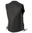 Milwaukee Leather MLL4546 Women's Black Premium Leather Lightweight V-Neck Motorcycle Rider Vest w/ Side Laces