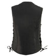 Milwaukee Leather MLL4546 Women's Black Premium Leather Lightweight V-Neck Motorcycle Rider Vest w/ Side Laces