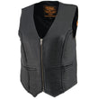 Milwaukee Leather MLL4550 Women's Black Premium Leather Classic Braided Deep V-Neck Motorcycle Rider Vest W/Front Zip