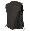 Milwaukee Leather MLL4560 Women's Black Premium Leather Classic Braided Side Lace Deep V-Neck Motorcycle Rider Vest