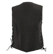 Milwaukee Leather MLL4560 Women's Black Premium Leather Classic Braided Side Lace Deep V-Neck Motorcycle Rider Vest