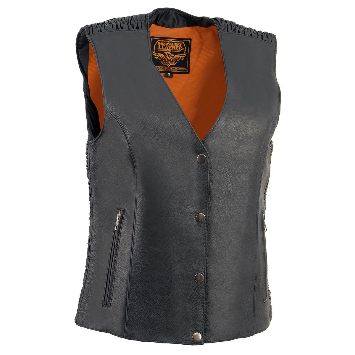 Milwaukee Leather MLL4570 Ladies Black 'Studded Phoenix' Leather Vest