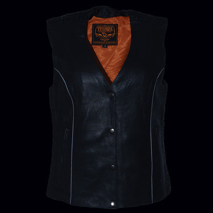 Milwaukee Leather MLL4570 Ladies Black 'Studded Phoenix' Leather Vest