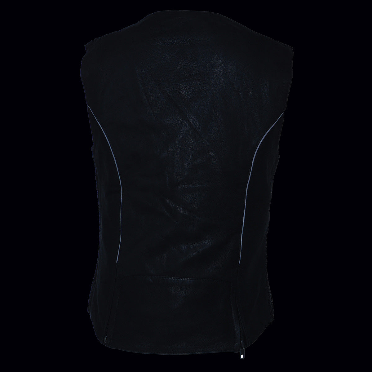 Milwaukee Leather MLL4571 Women's Black Lightweight Motorcycle Leather Vest w/ Crinkled Leather Design