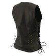 Milwaukee Leather MLL4575 Women's Classic V-Neck Black Leather Motorcycle Rider Vest w/ Adjustable Side Laces