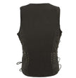 Milwaukee Leather MLL4575 Women's Classic V-Neck Black Leather Motorcycle Rider Vest w/ Adjustable Side Laces
