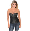 Milwaukee Leather MLL4599 Women's Black Lambskin Leather Zipper Front Corset with Zipper Accents