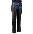 Milwaukee Leather Women's Black Premium Leather Motorcycle Rider Chaps w/ Purple Crinkled Stripes-Reflective Trim MLL6500