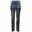 Milwaukee Leather Chaps for Women Black Lightweight Goat Skin- Crinkled Stripes Reflective Motorcycle Chap- MLL6501