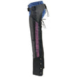 Milwaukee Leather Chaps for Women Black Lightweight Goat Skin- Crinkled Stripes Reflective Motorcycle Chap- MLL6501