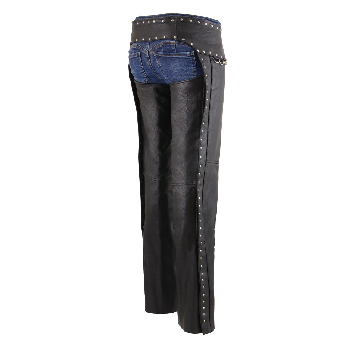 Milwaukee Leather MLL6503 Ladies Black Classic Leather Chaps with Rivet Design