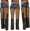 Milwaukee Leather MLL6504 Women's 2-Tone Beige with Black Motorcycle Leather Riding Chaps
