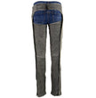 Milwaukee Leather MLL6505 Women's Vintage Grey Slate Leather Chaps with Racing Stripes