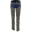 Milwaukee Leather MLL6505 Women's Vintage Grey Slate Leather Chaps with Racing Stripes