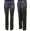 Milwaukee Leather MLL6516 Women's Classic Black Rub-Off Low Rise Premium Leather Chaps