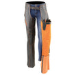 Milwaukee Leather Chaps for Women Black and Orange Premium Skin Laser Cut Accent Stitching Motorcycle Chap- MLL6525