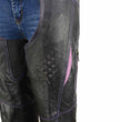 Milwaukee Leather Chaps for Women Black and Purple Premium Skin Laser Cut Accent Stitching Motorcycle Chap- MLL6525