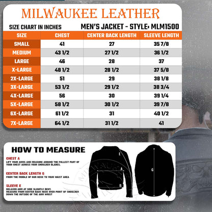 Milwaukee Leather MLM1500 Men's Crossover Black Leather Scooter Jacket with Reflective Skulls