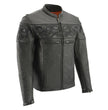 Milwaukee Leather MLM1501 Men's Reflective Skulls Premium Black Leather Motorcycle Jacket w/ Cool-Tec Treatement
