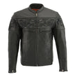 Milwaukee Leather MLM1501 Men's Reflective Skulls Premium Black Leather Motorcycle Jacket w/ Cool-Tec Treatement