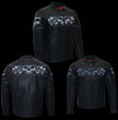 Milwaukee Leather MLM1501 Men's Reflective Skulls Premium Black Leather Motorcycle Jacket w/ Cool-Tec Treatement