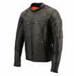 Milwaukee Leather MLM1502 Men's Black Premium Leather Vented Motorcycle Biker Jacket w/ Cool-Tec Leather Treatment Tech