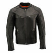Milwaukee Leather MLM1502 Men's Black Premium Leather Vented Motorcycle Biker Jacket w/ Cool-Tec Leather Treatment Tech