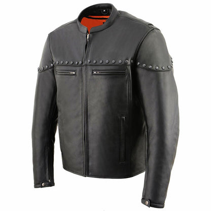 Milwaukee Leather MLM1504 Men's Black ‘The Skelly Racer’ Premium Moto Leather Jacket