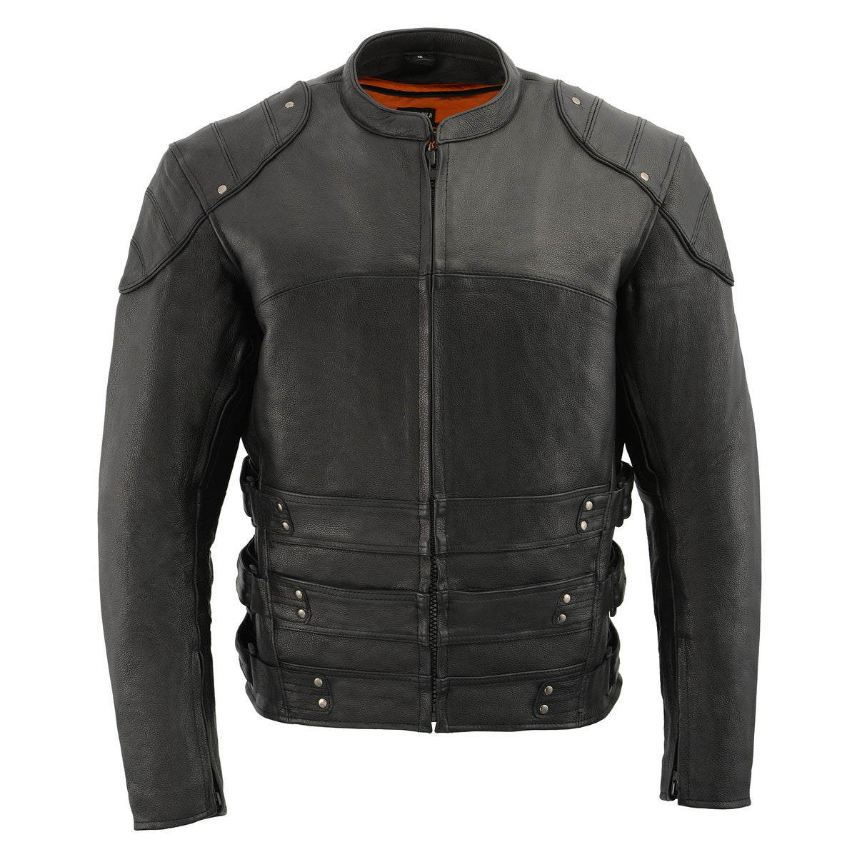 Milwaukee Leather MLM1505 Men's 'Assault Racer' Black Leather Jacket with Triple Side Straps