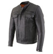 Milwaukee Leather MLM1506 Men's Black Premium Leather Motorcycle Jacket w/ Utility Pockets Cool-Tec Leather Treatement