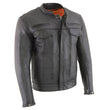 Milwaukee Leather MLM1506 Men's Black Premium Leather Motorcycle Jacket w/ Utility Pockets Cool-Tec Leather Treatement