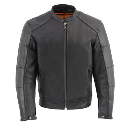 Milwaukee Leather MLM1507 Men's Black ‘Super-Clean’ Sport Style Biker Jacket