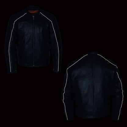 Milwaukee Leather MLM1507 Men's Black ‘Super-Clean’ Sport Style Biker Jacket