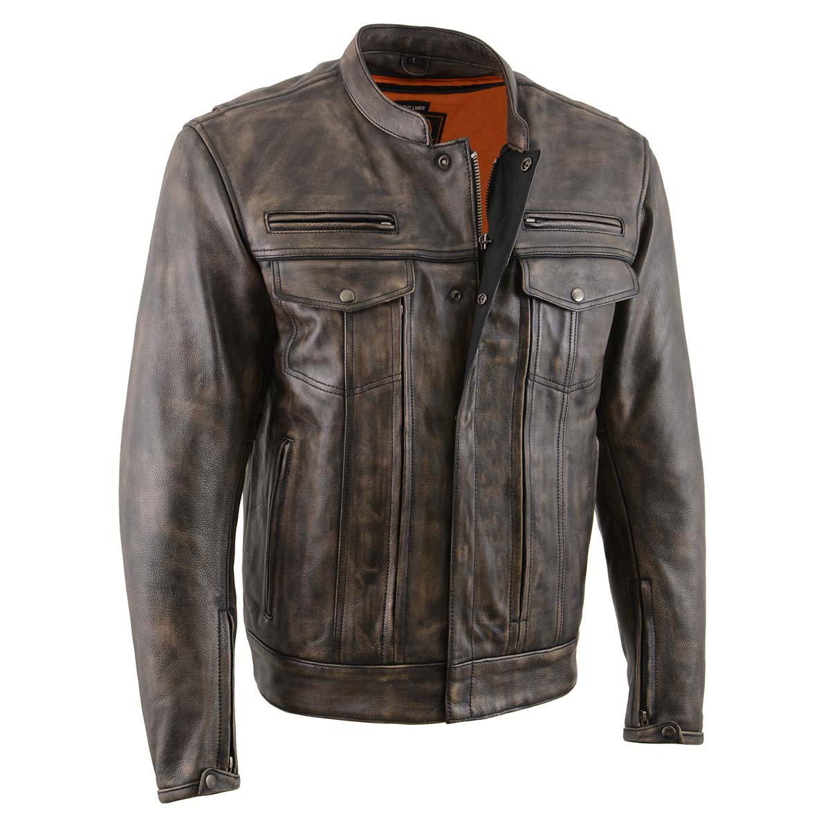 Milwaukee Leather MLM1508 Men's Distressed Brown Leather Motorcycle Jacket