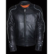 Milwaukee Leather MLM1510 Men's Black Leather Scooter Jacket with Reflective Skull