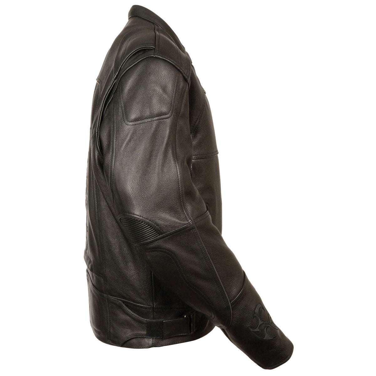 Milwaukee Leather MLM1510 Men's Black Leather Scooter Jacket with Reflective Skull