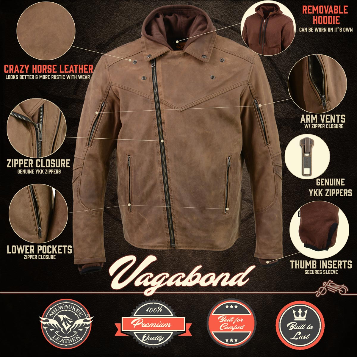Milwaukee Leather MLM1511 Men's 'Vagabond' Vintage Crazy Horse