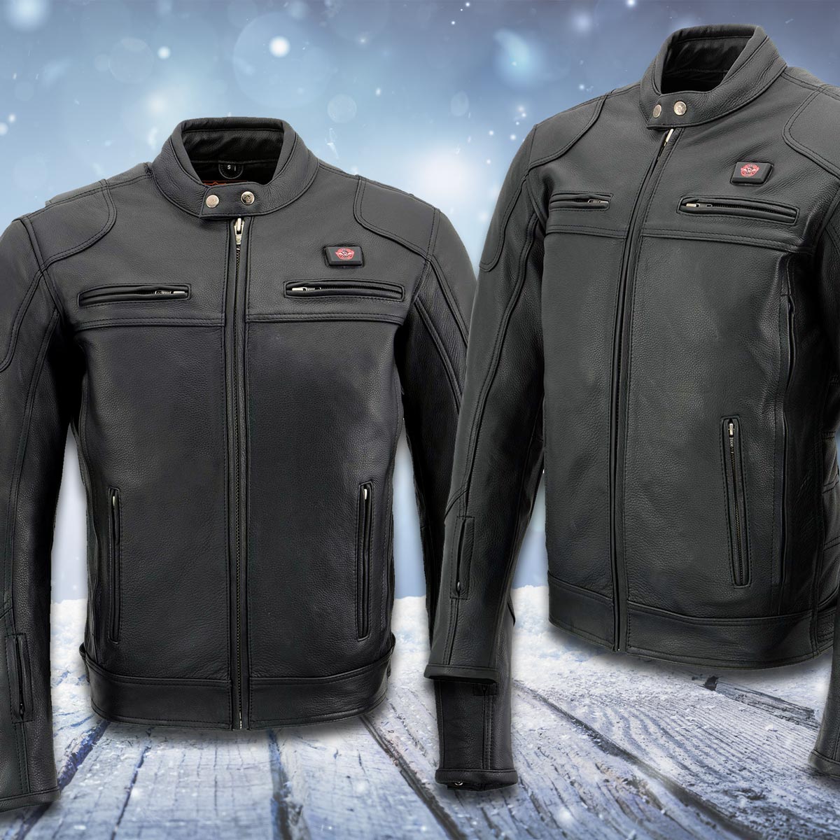 Milwaukee Leather Heated Jacket for Men's All Seasons Black Cool-Tec Leather - Motorcycle Vented Jackets MLM1514SET