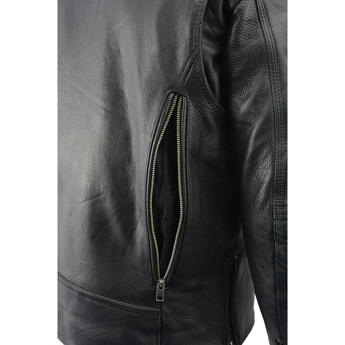 Milwaukee Leather MLM1515 Men's Classic Beltless Black Leather Triple Stitched Motorcycle Biker Rider Jacket