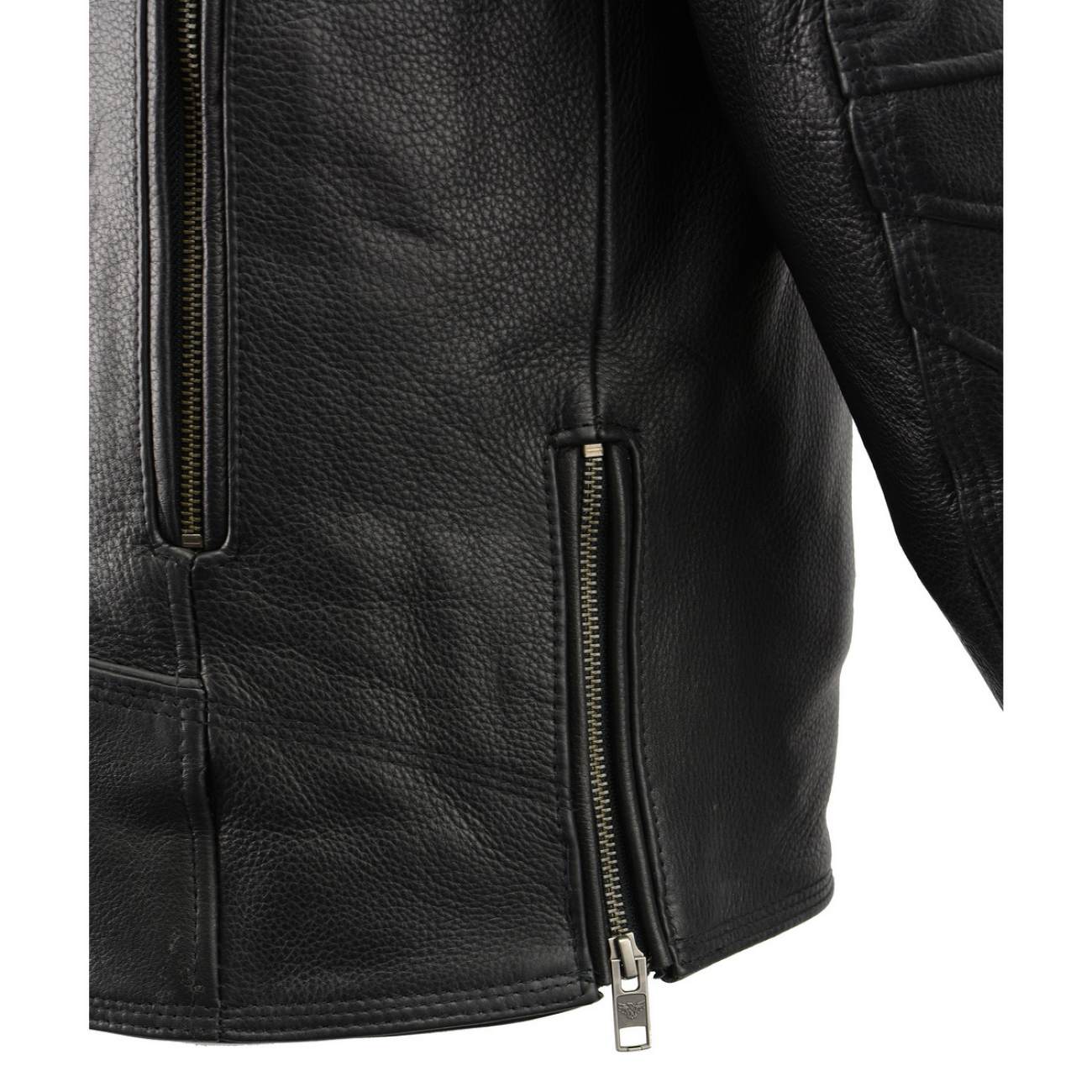 Milwaukee Leather MLM1515 Men's Black 'Triple Stitched' Beltless Motorcycle Leather Jacket