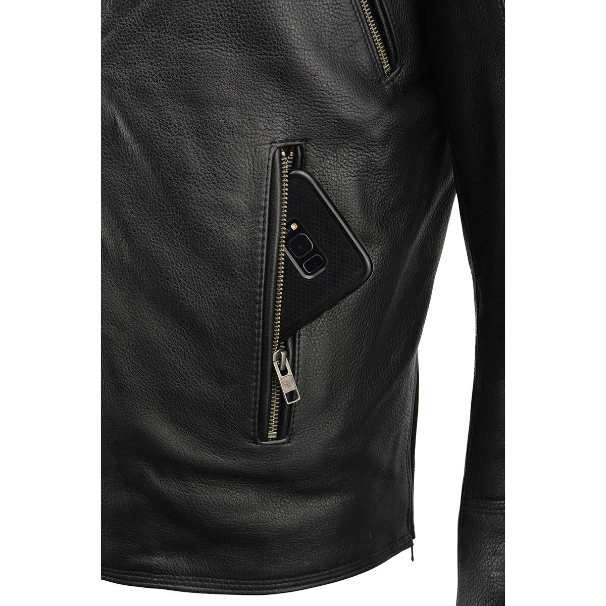 Milwaukee Leather MLM1515 Men's Classic Beltless Black Leather Triple Stitched Motorcycle Biker Rider Jacket