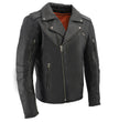 Milwaukee Leather MLM1515 Men's Classic Beltless Black Leather Triple Stitched Motorcycle Biker Rider Jacket