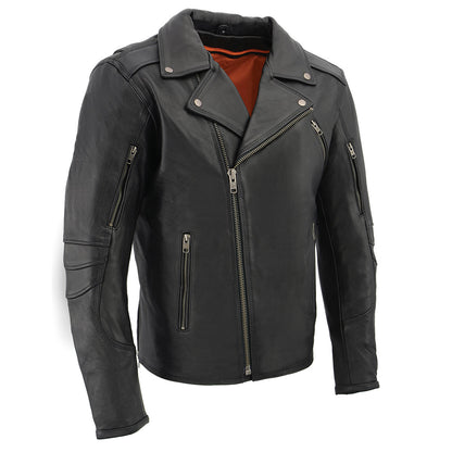 Milwaukee Leather MLM1515 Men's Black 'Triple Stitched' Beltless Motorcycle Leather Jacket